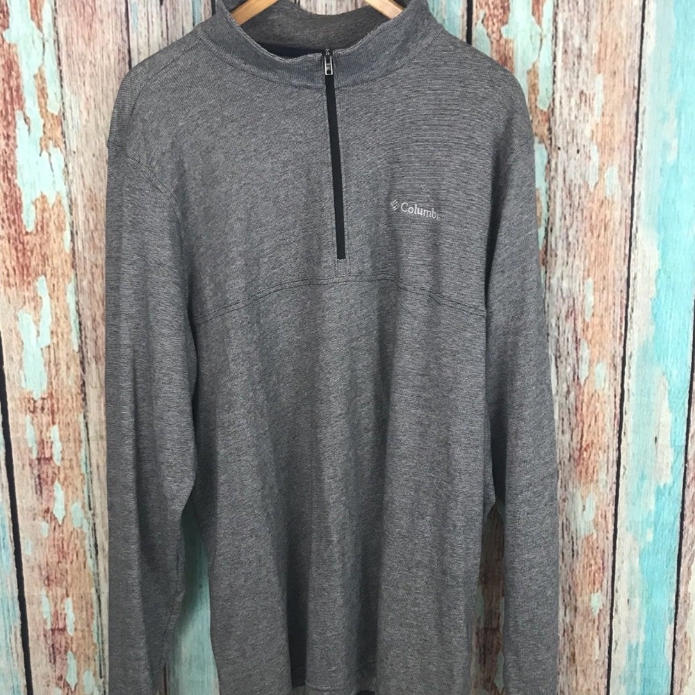 Columbia Gray 1/4 Zip Cotton/Poly Pullover Sz XL